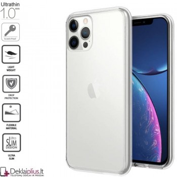 Silikoninis dėklas 1.0 mm storio - permatomas (telefonui Apple Iphone 13 Pro)
